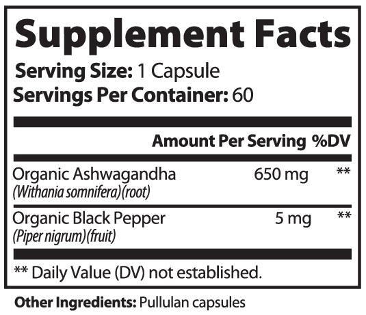 Rooted Calm Organic Ashwagandha with Black Pepper for Stress Support