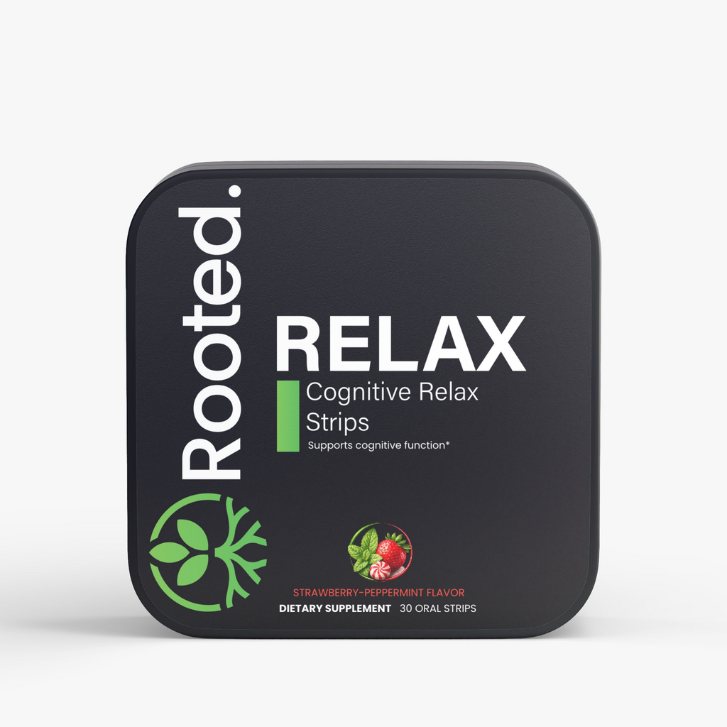 Rooted Relax Cognitive Support Strips with L-Theanine, GABA & Vitamin B6 – 30 Strips