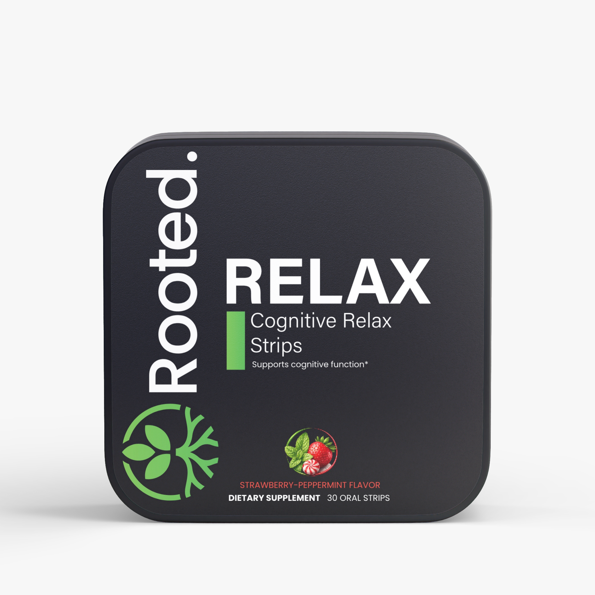 Rooted Relax Cognitive Support Strips with L-Theanine, GABA & Vitamin B6 – 30 Strips