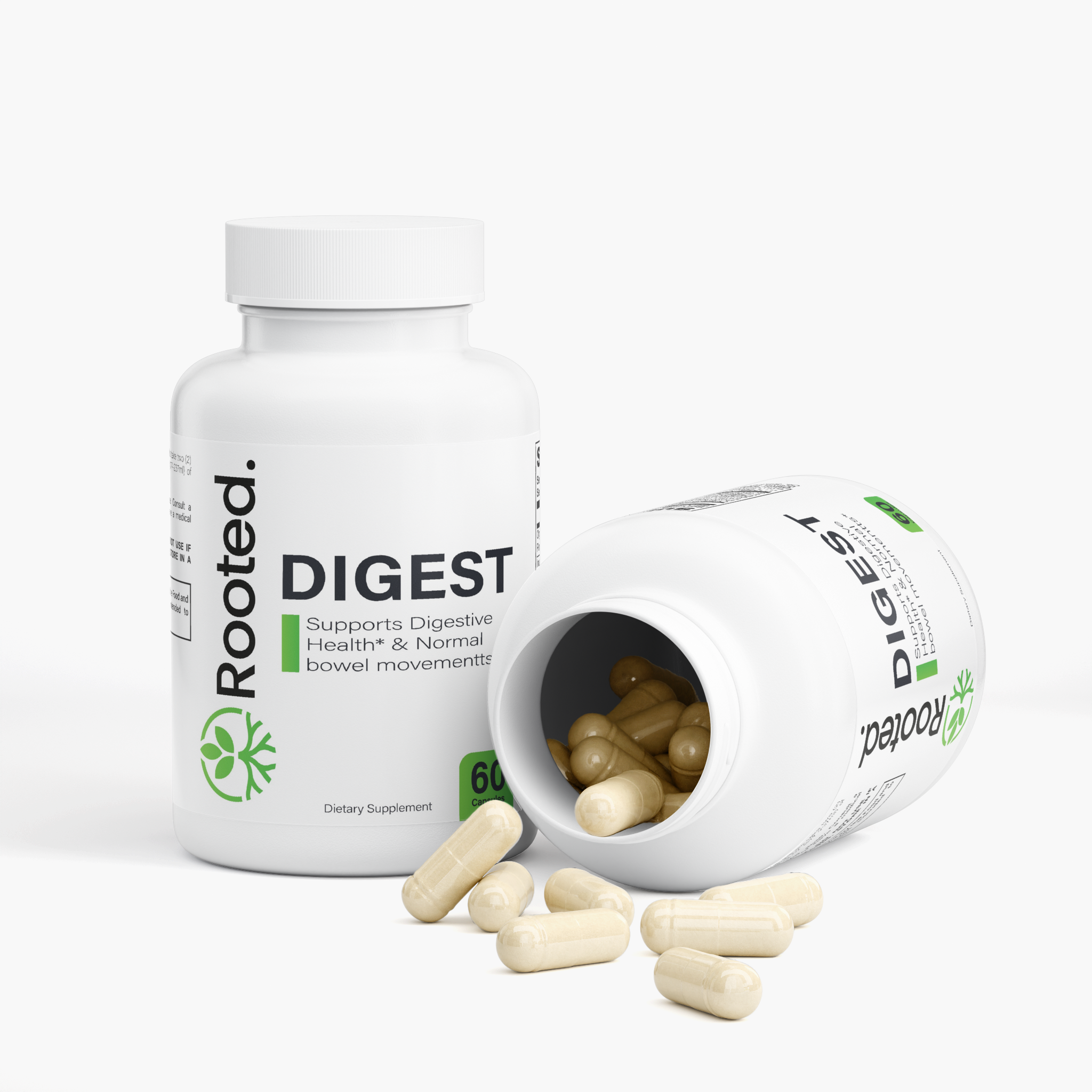 Rooted Digest with Probiotics, Prebiotics & Digestive Enzymes – 60 Capsules