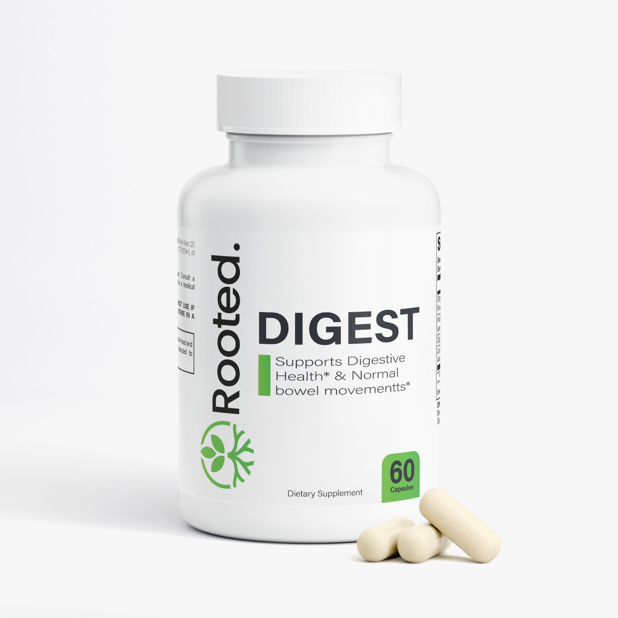 Rooted Digest with Probiotics, Prebiotics & Digestive Enzymes – 60 Capsules