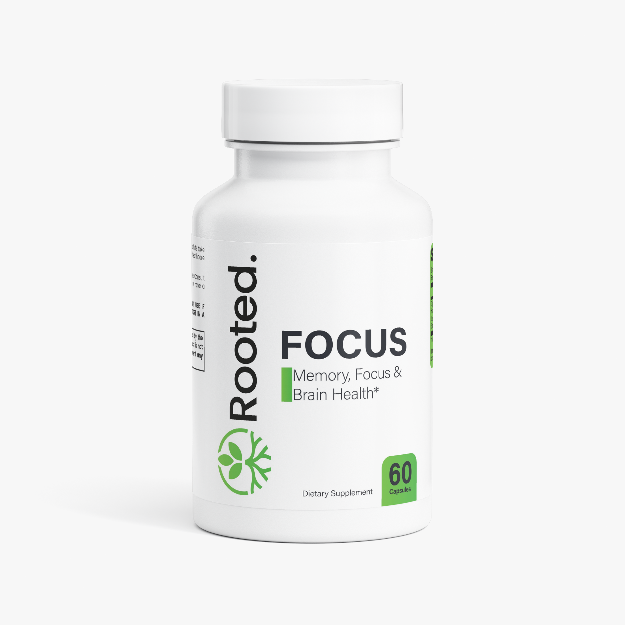 Rooted Focus Organic Lion’s Mane Mushroom for Focus & Cognitive Support – 60 Vegan Capsules