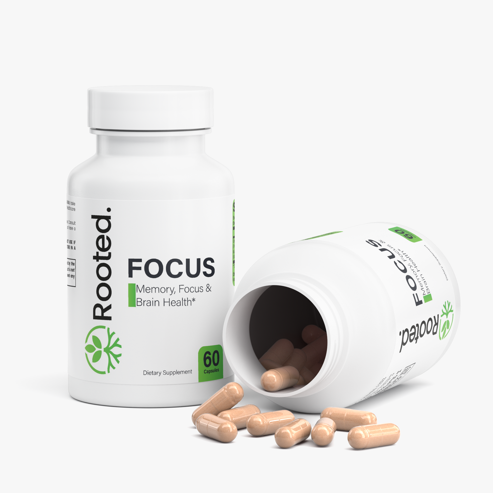 Rooted Focus Organic Lion’s Mane Mushroom for Focus & Cognitive Support – 60 Vegan Capsules