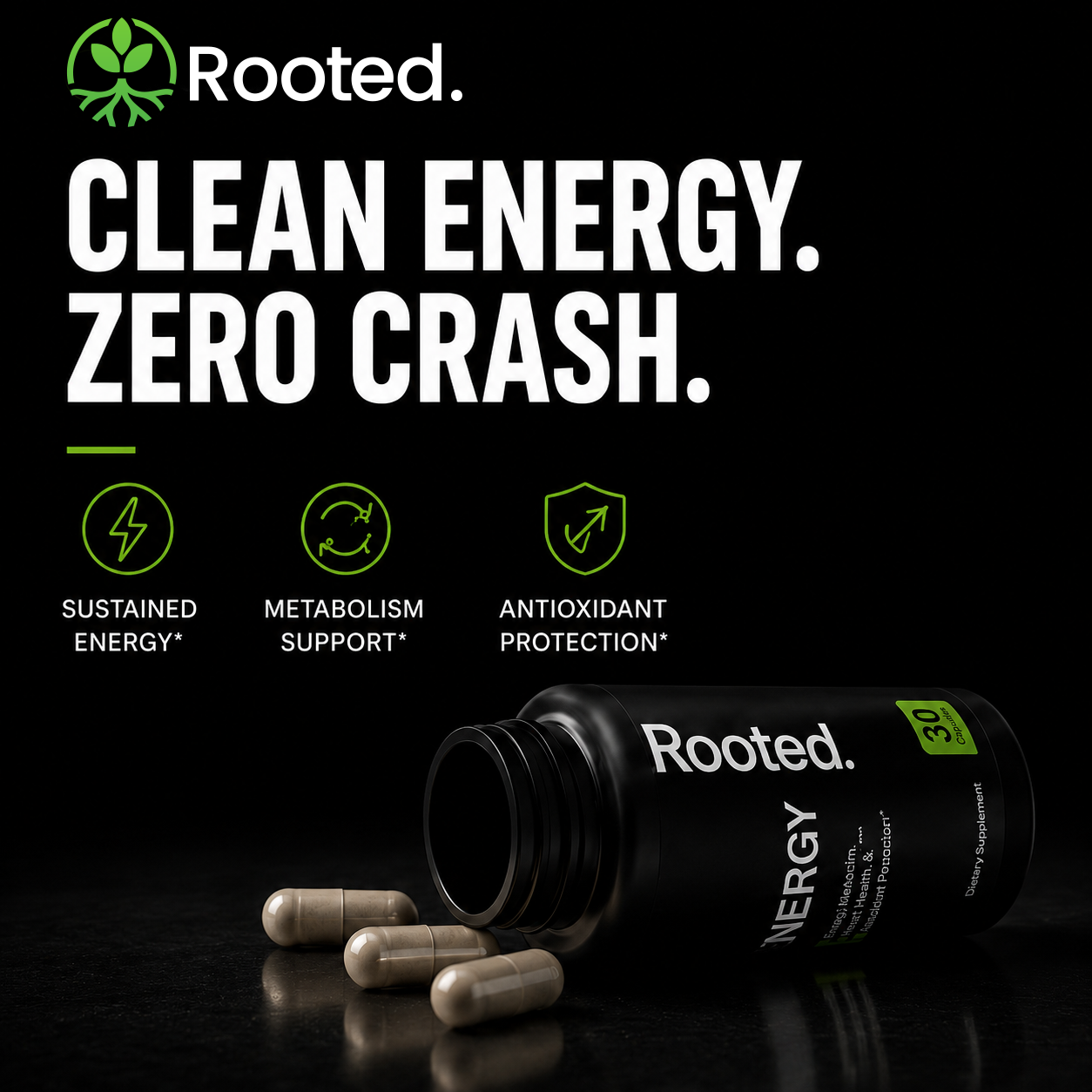 Rooted Energy – Vitamin B12 + CoQ10 Daily Energy Support (3-Pack)